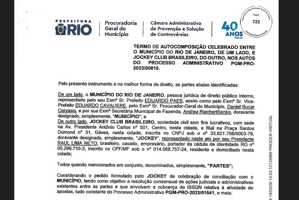 Prefeitura perdoa R$ 2 bilhões de ISS do Jockey Club em troca de prédio do Jockey (elefante branco) defronte ao Forum que deve valer R$ 250 milhões 