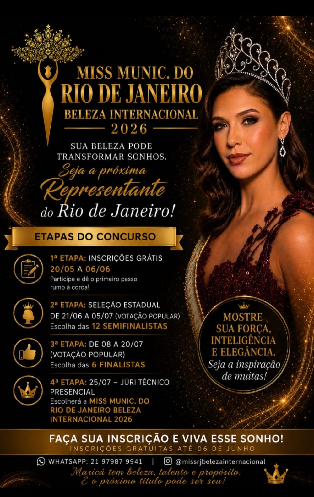 Inscrições abertas para o Miss Niterói: gratuidade e regras conservadoras marcam edição 2026