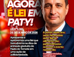 Vereador Guilherme Rosa destaca lei solidária para Festa do Tomate em Paty do Alferes