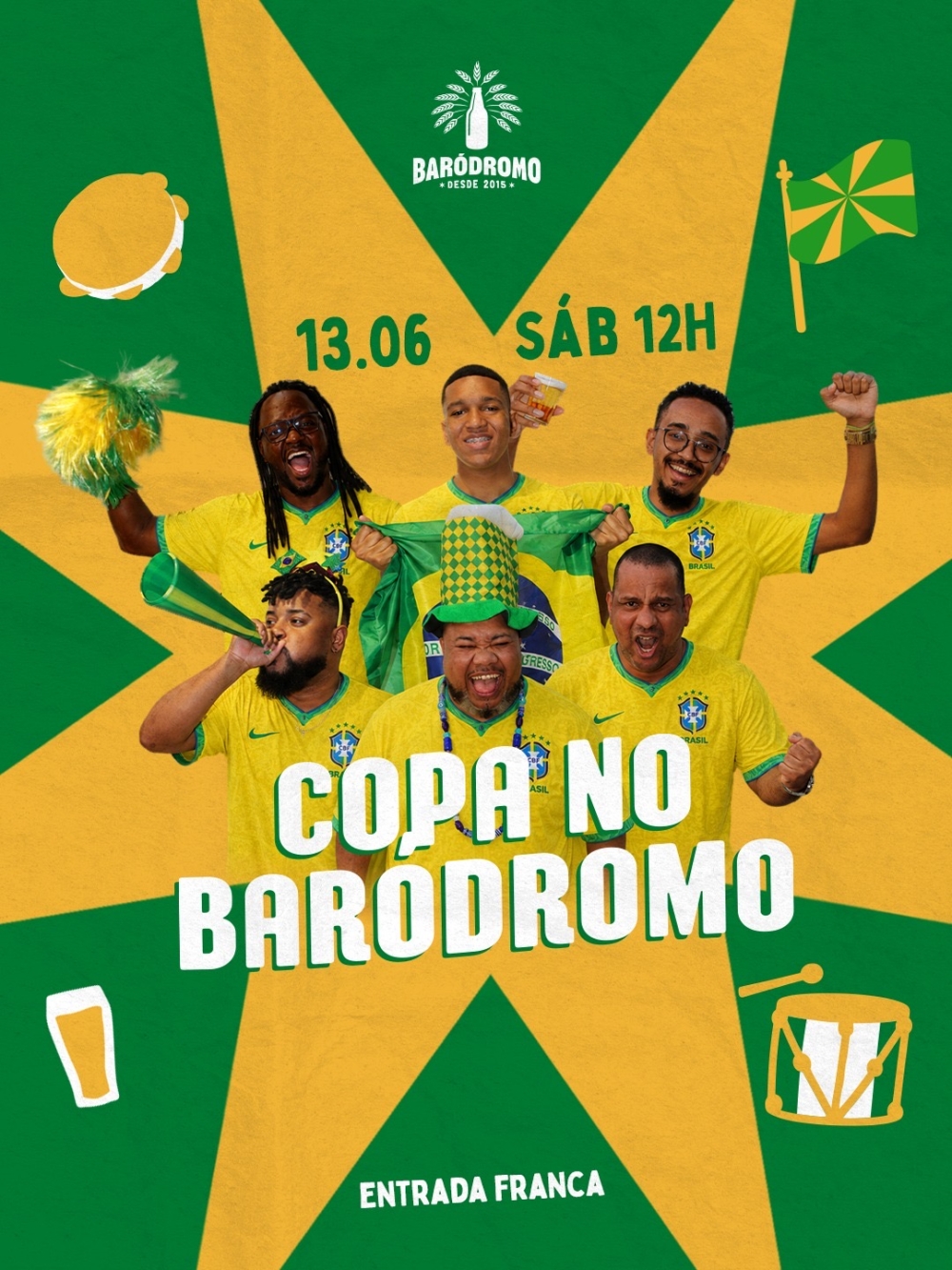Copa do Mundo e Carnaval se encontram no Baródromo com telão e roda de samba