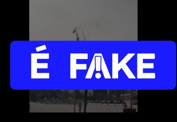 É #FAKE que vídeo de dois helicópteros batendo no ar seja de acidente no Rio; imagens são de 2024 na Malásia
