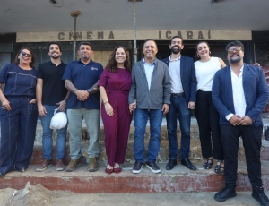 Cinema Icaraí revela fachada restaurada com as cores originais e avança para se tornar o novo Cine Concerto Sérgio Mendes