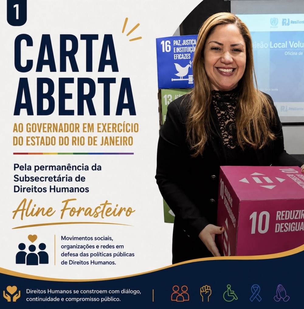 Movimentos sociais se mobilizam pela permanência de Aline Forasteiro na Subsecretaria de Direitos Humanos do RJ