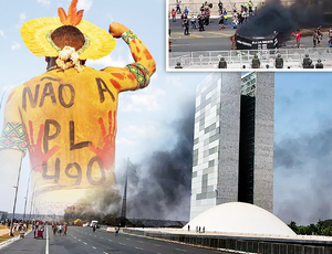 Indígenas protestam contra ‘marco temporal’ em Brasília
