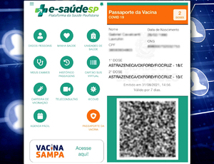 Aplicativo e-saúdeSP registra 37 mil novos cadastros com lançamento do Passaporte da Vacina