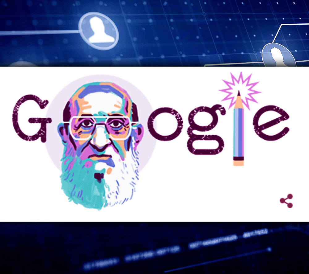 Alvo da estupidez bolsonarista, Paulo Freire é homenageado pelo Google no mundo inteiro no dia de seu centenário