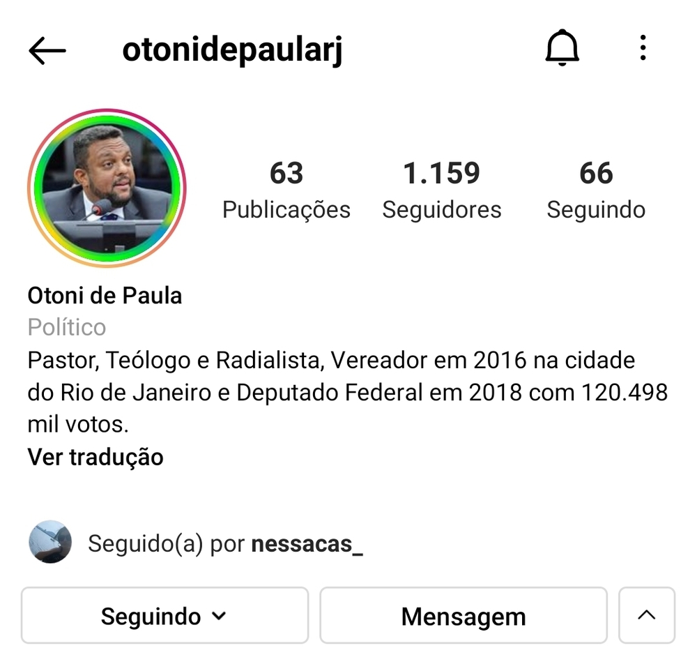 Após ter redes sociais bloqueadas, deputado Otoni de Paula cria novas contas 'do zero'