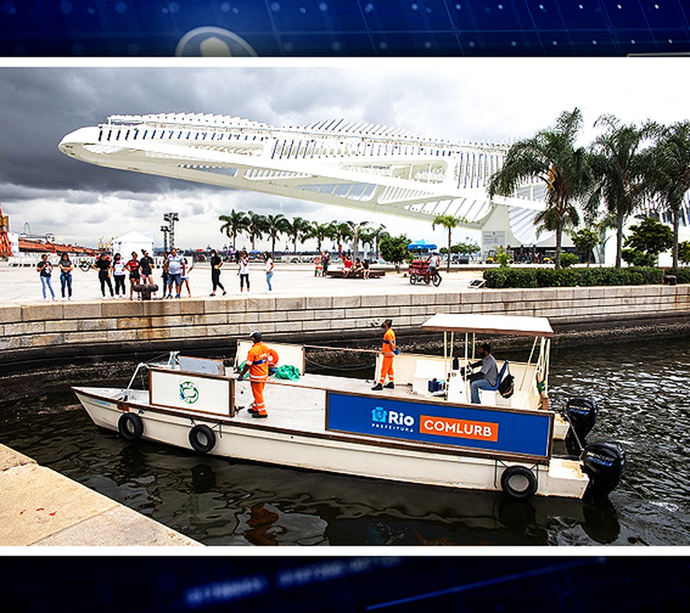 Novo catamarã entra em ação para recolher o lixo no entorno do Museu do Amanhã