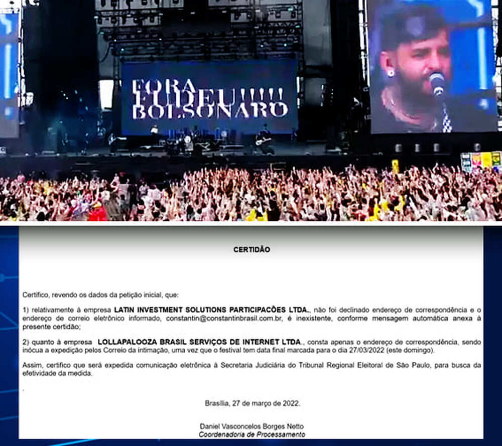 TSE não consegue intimar Lollapalooza e proibição de manifestação política no evento não tem validade