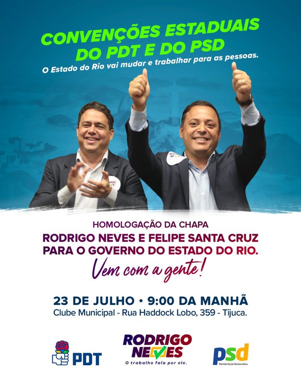 Com Ciro, PDT realiza convenção que homologa candidatura de Rodrigo Neves 