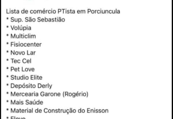 FASCISMO em Porciuncula: Bolsonaristas cometem crime fazendo lista de boicote a comerciantes que supostamente apoiaram Lula 